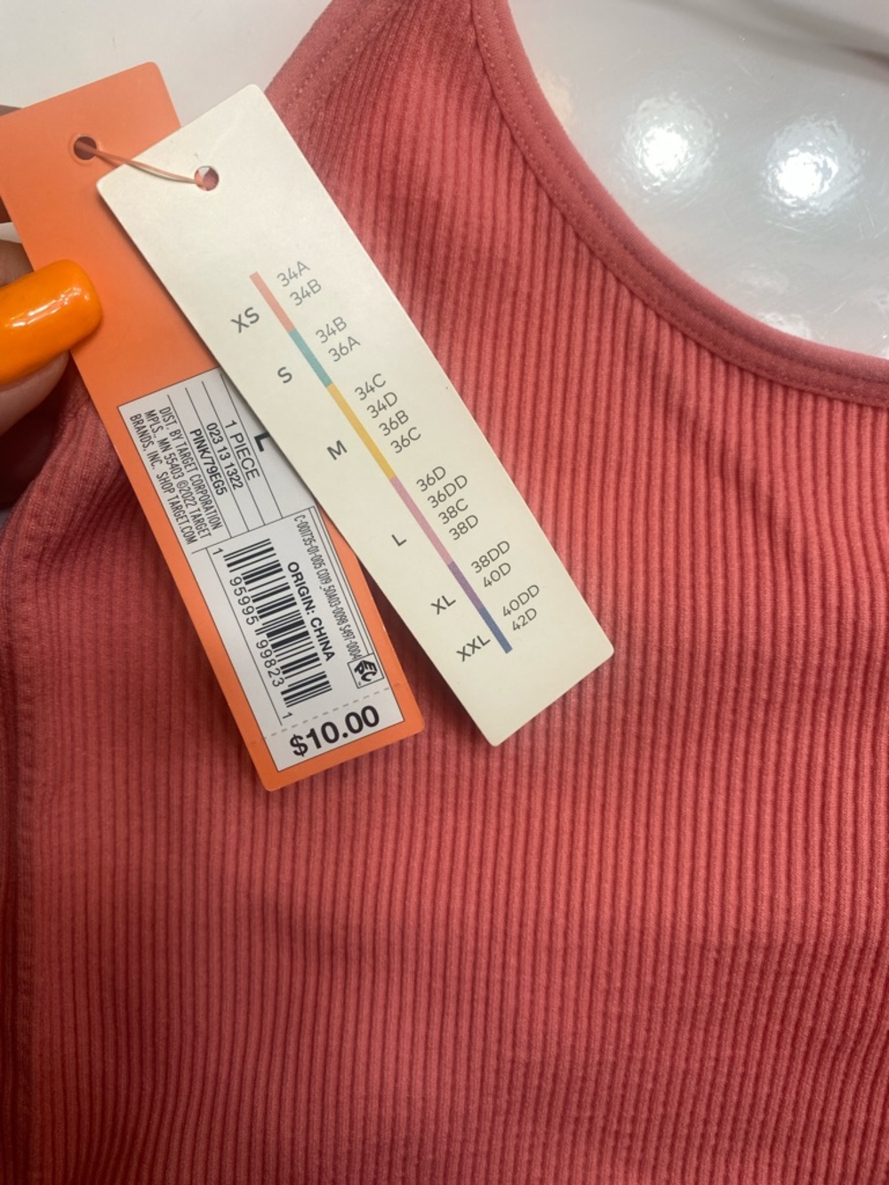 Colsie Coral Ribbed Tank Top - Picture 8 of 8